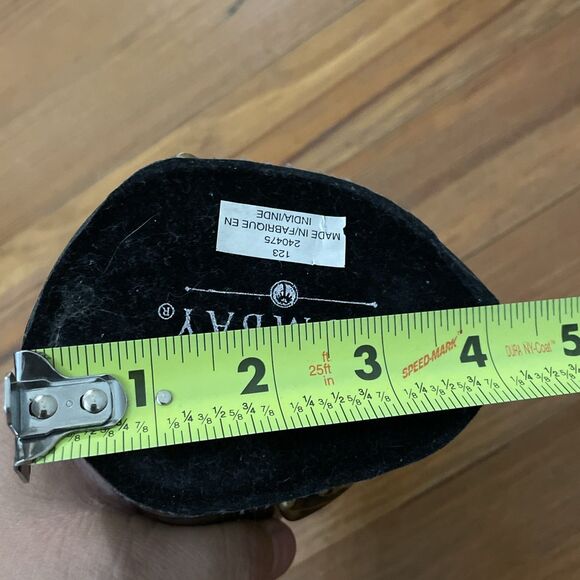 Bombay Brass Tree Frog on Black Rock Sculpture Home Office Free Standing - Picture 12 of 12